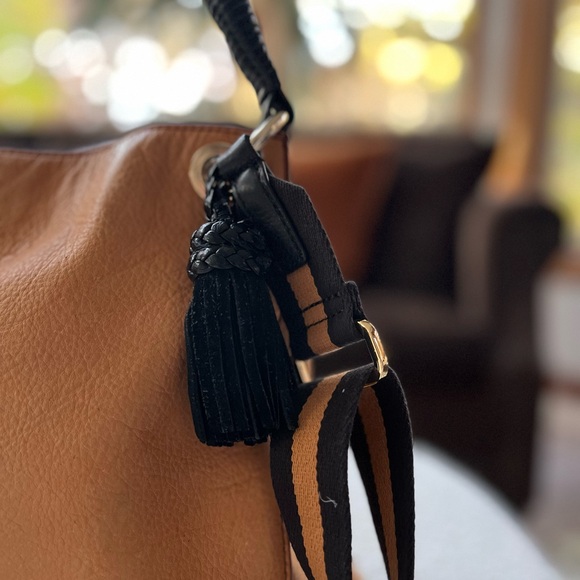 NEW Mark & Graham genuine soft leather tote cognac tan interchangeable handles - Picture 9 of 16